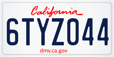 CA license plate 6TYZ044