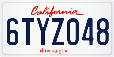 CA license plate 6TYZ048