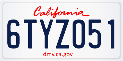 CA license plate 6TYZ051