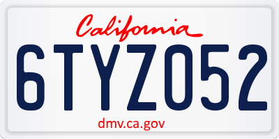 CA license plate 6TYZ052