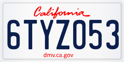 CA license plate 6TYZ053