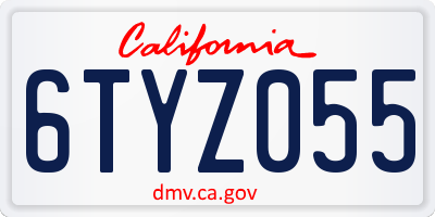 CA license plate 6TYZ055