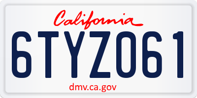 CA license plate 6TYZ061