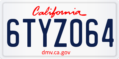 CA license plate 6TYZ064