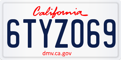 CA license plate 6TYZ069