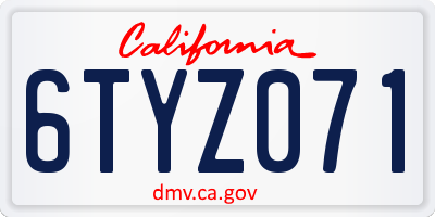CA license plate 6TYZ071