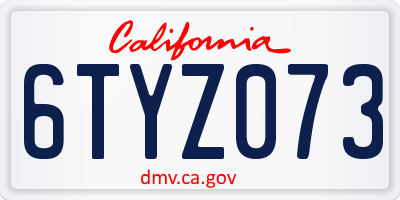CA license plate 6TYZ073