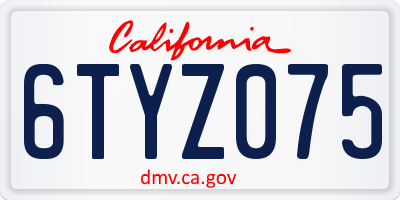 CA license plate 6TYZ075