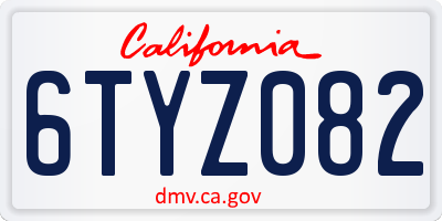 CA license plate 6TYZ082