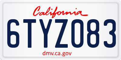 CA license plate 6TYZ083
