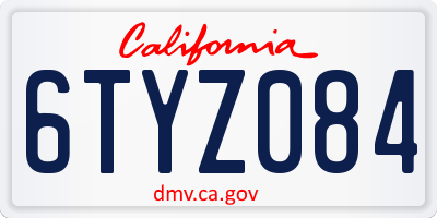 CA license plate 6TYZ084
