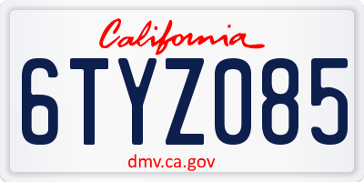 CA license plate 6TYZ085