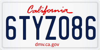 CA license plate 6TYZ086