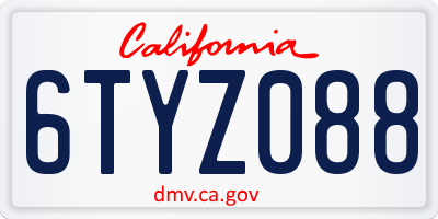 CA license plate 6TYZ088