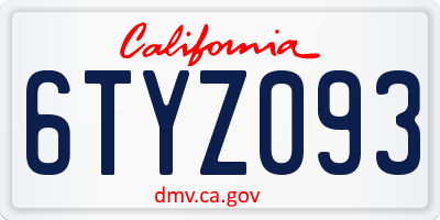 CA license plate 6TYZ093