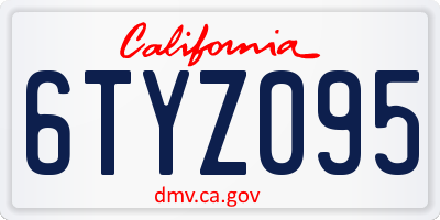 CA license plate 6TYZ095