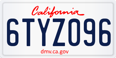 CA license plate 6TYZ096