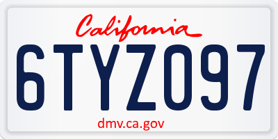 CA license plate 6TYZ097