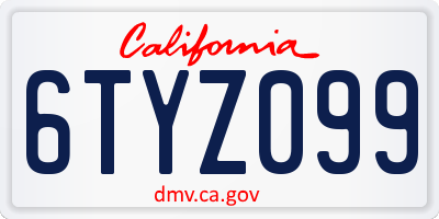 CA license plate 6TYZ099