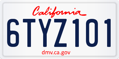 CA license plate 6TYZ101
