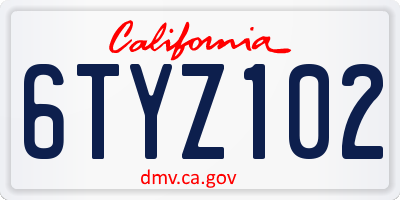 CA license plate 6TYZ102