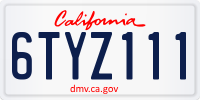 CA license plate 6TYZ111