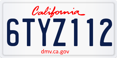 CA license plate 6TYZ112