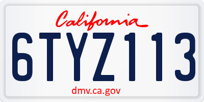 CA license plate 6TYZ113