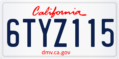 CA license plate 6TYZ115