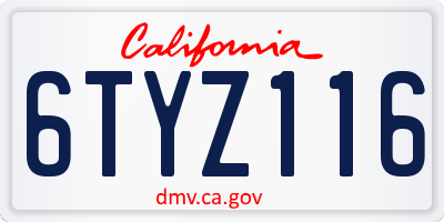 CA license plate 6TYZ116