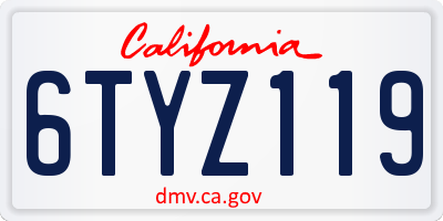 CA license plate 6TYZ119