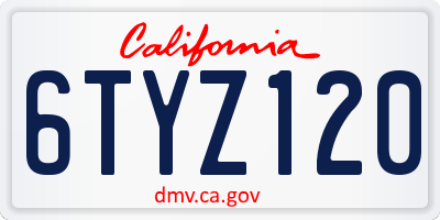 CA license plate 6TYZ120