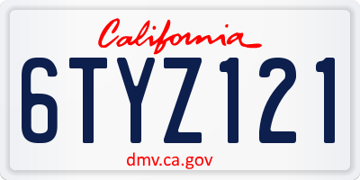 CA license plate 6TYZ121