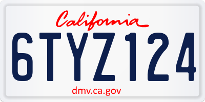 CA license plate 6TYZ124