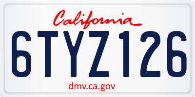 CA license plate 6TYZ126