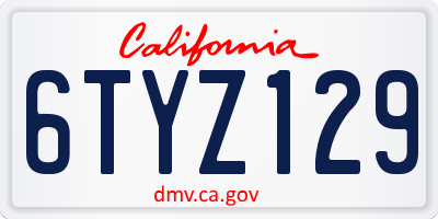 CA license plate 6TYZ129