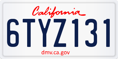 CA license plate 6TYZ131