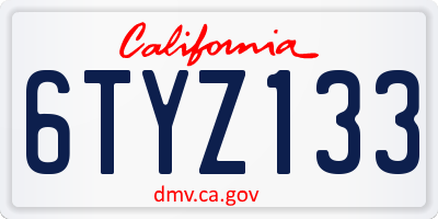 CA license plate 6TYZ133