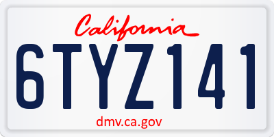 CA license plate 6TYZ141