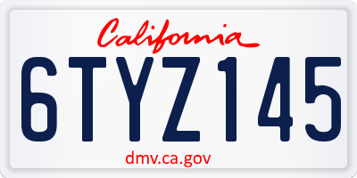CA license plate 6TYZ145