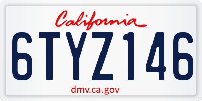 CA license plate 6TYZ146