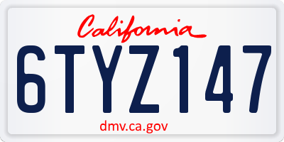 CA license plate 6TYZ147