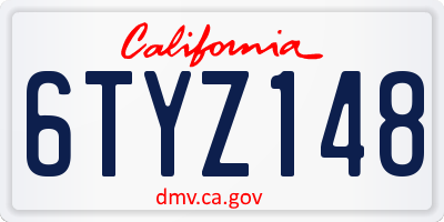 CA license plate 6TYZ148