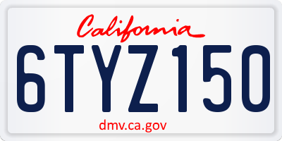 CA license plate 6TYZ150