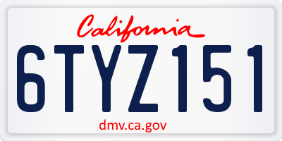 CA license plate 6TYZ151