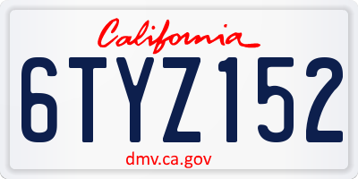 CA license plate 6TYZ152