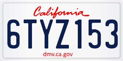 CA license plate 6TYZ153