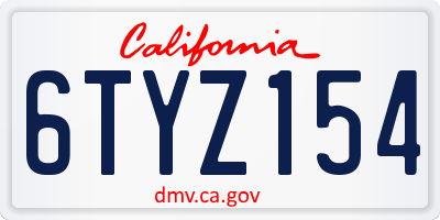 CA license plate 6TYZ154