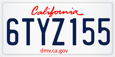 CA license plate 6TYZ155