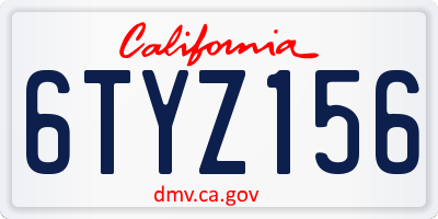 CA license plate 6TYZ156